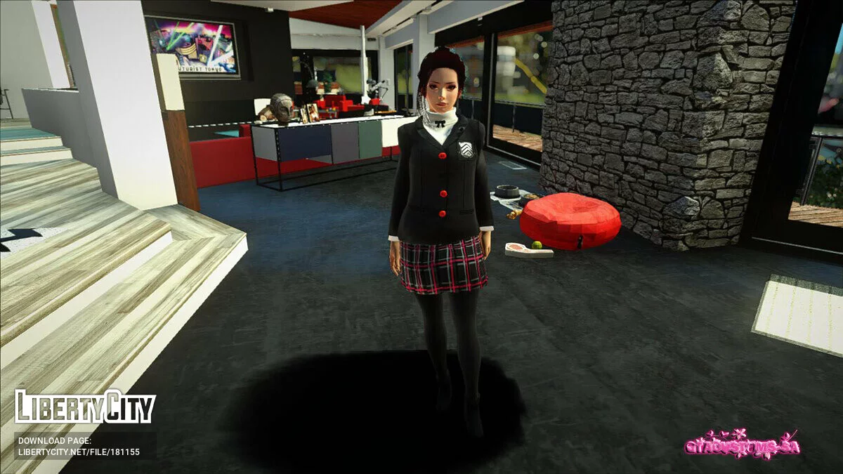 Kasumi dalam Seragam Sekolah Musim Dingin / GTA San Andreas