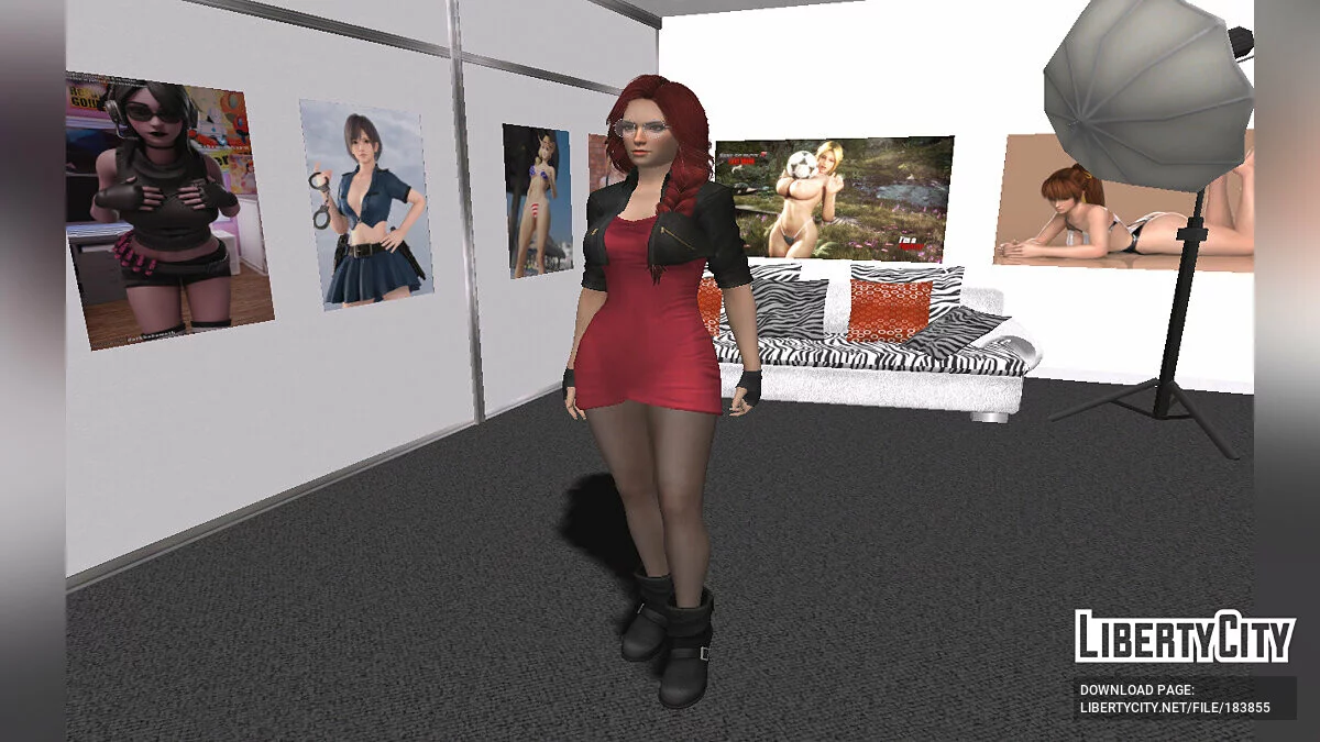 Mila aus Dead or Alive im roten Kleid / GTA San Andreas