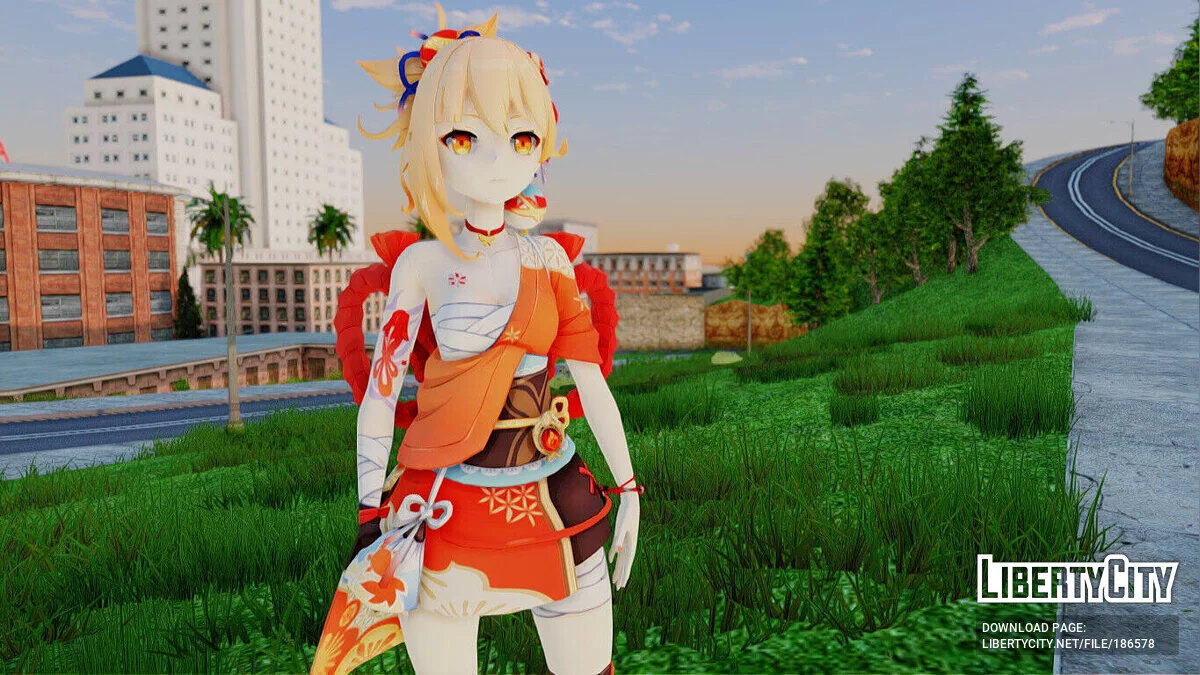 Naganohara Yoimiya from Genshin Impact / GTA San Andreas