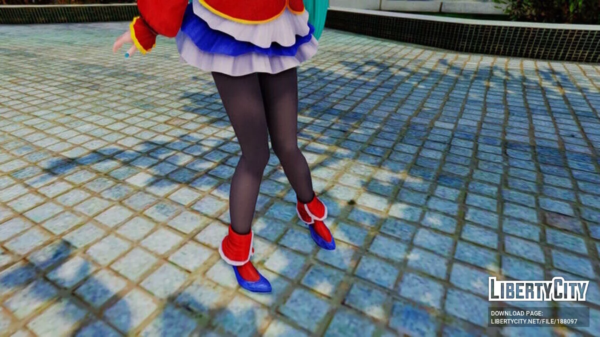 Hatsune Miku from PDFT in a school uniform / GTA San Andreas
