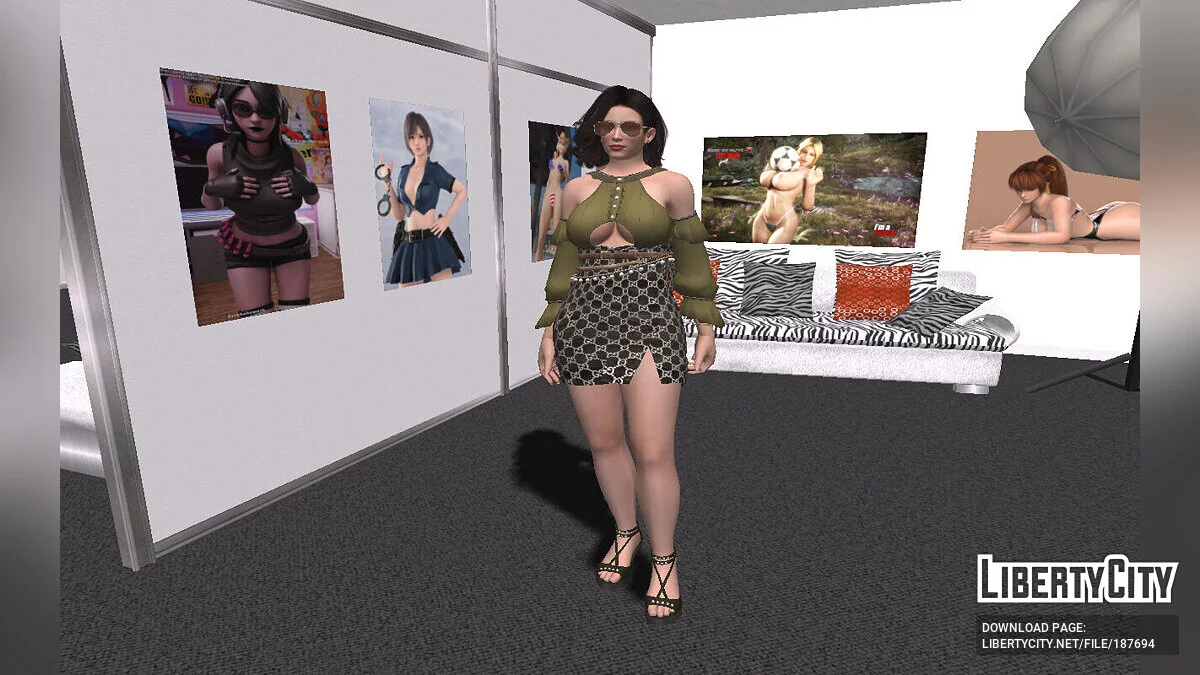Miyako from DOA in a Gucci outfit / GTA San Andreas