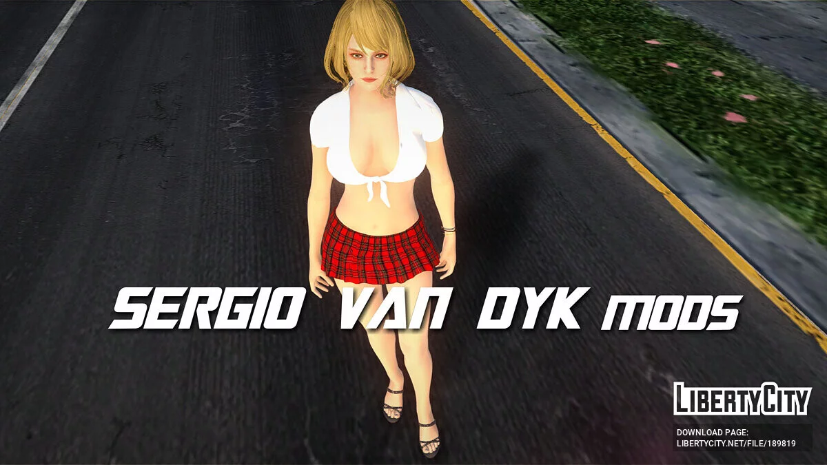 Ashley Graham in school uniform from Resident Evil 4 Remake / GTA San Andreas