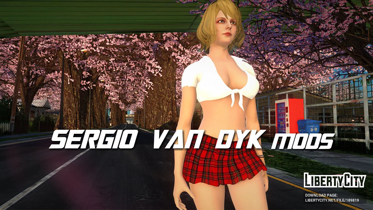 Ashley Graham in school uniform from Resident Evil 4 Remake / GTA San Andreas