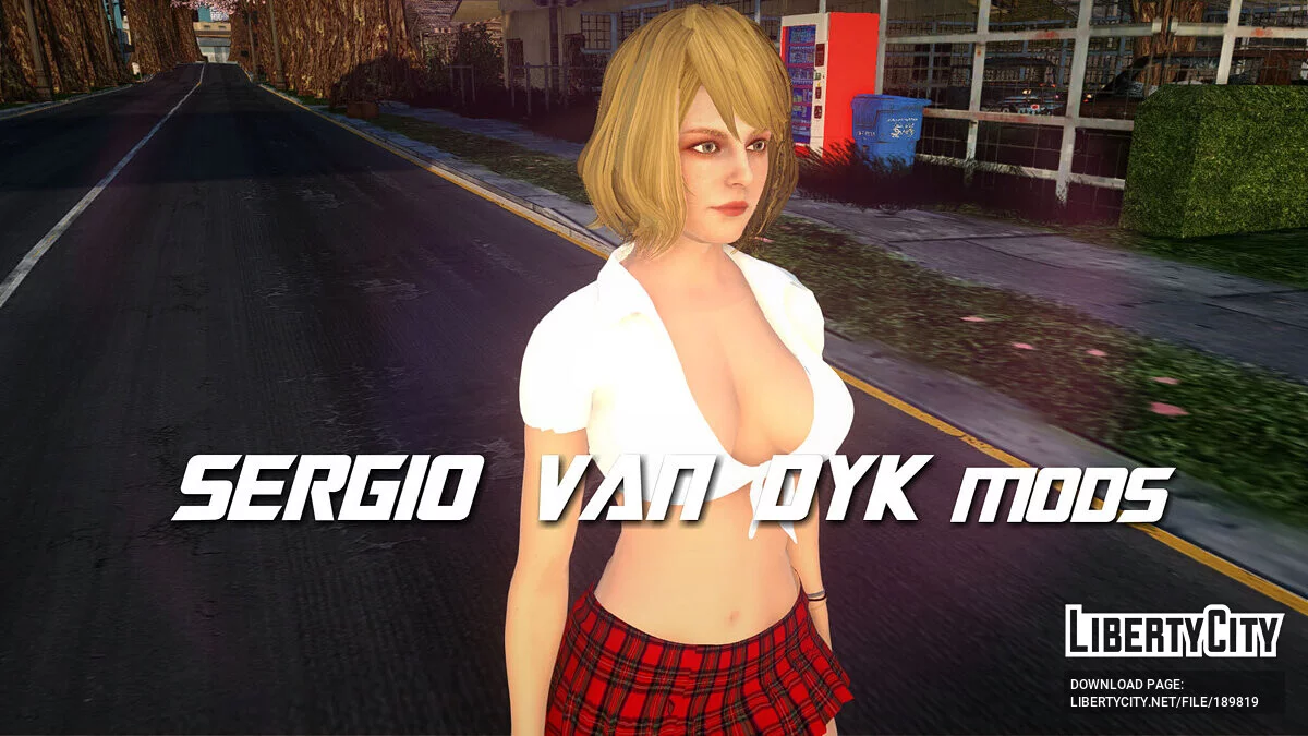 Ashley Graham in school uniform from Resident Evil 4 Remake / GTA San Andreas