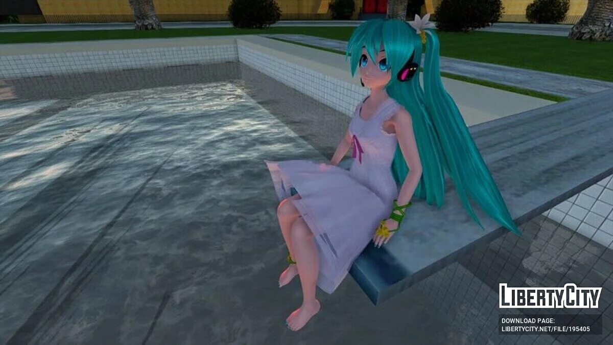 初音未来 (PDFT) 白色长袍 + 面部动画 / GTA San Andreas