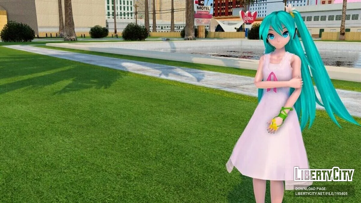 初音未来 (PDFT) 白色长袍 + 面部动画 / GTA San Andreas