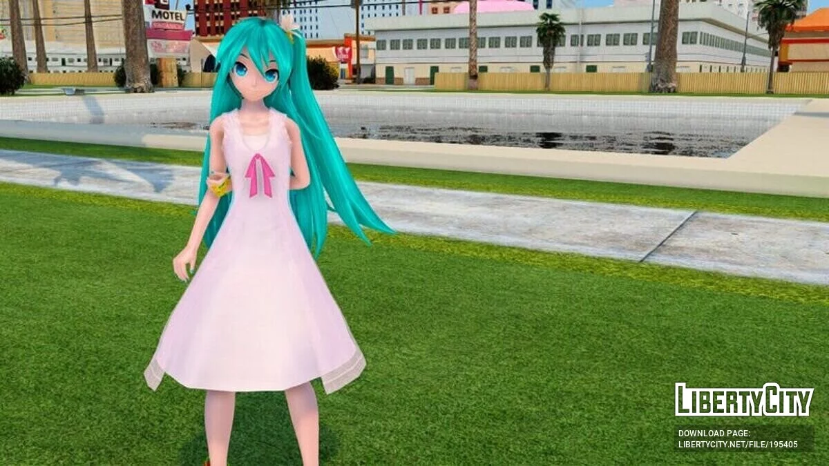 初音未来 (PDFT) 白色长袍 + 面部动画 / GTA San Andreas