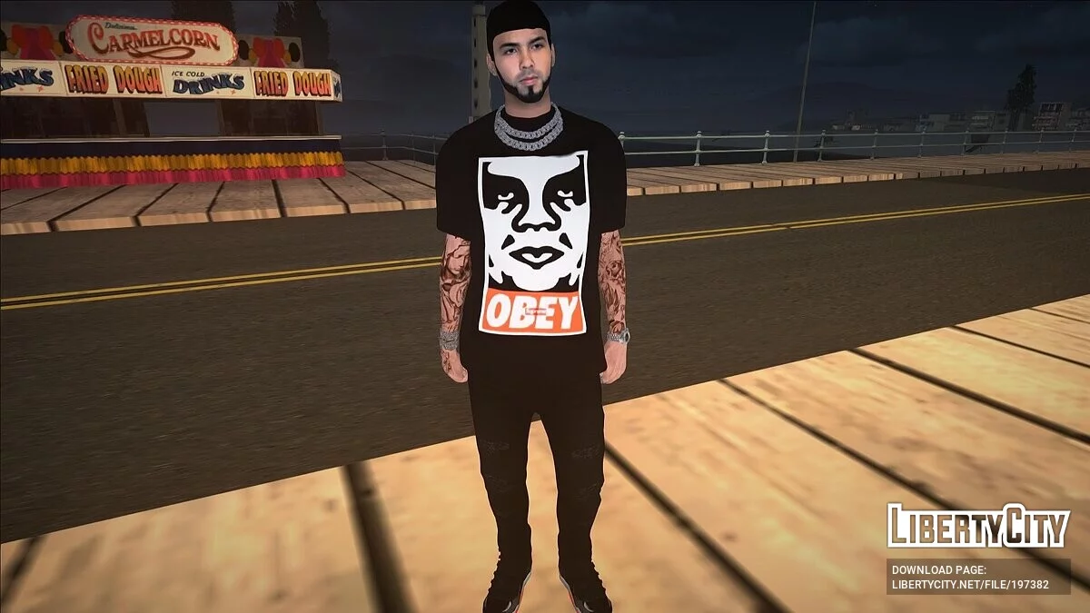 Anuel AA wearing an OBEY T-shirt / GTA San Andreas