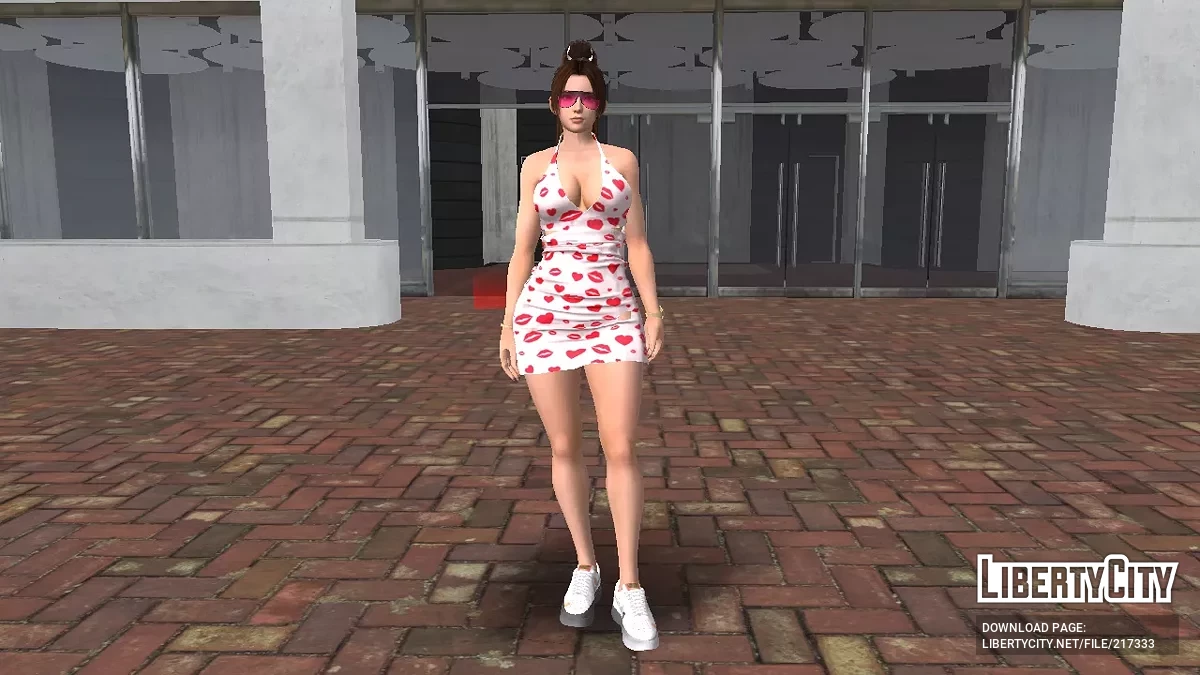 Mai Shiranui in a summer dress with kiss patterns / GTA San Andreas