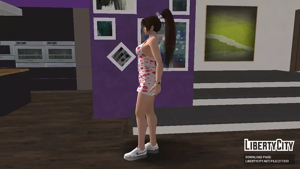 Mai Shiranui in a summer dress with kiss patterns / GTA San Andreas
