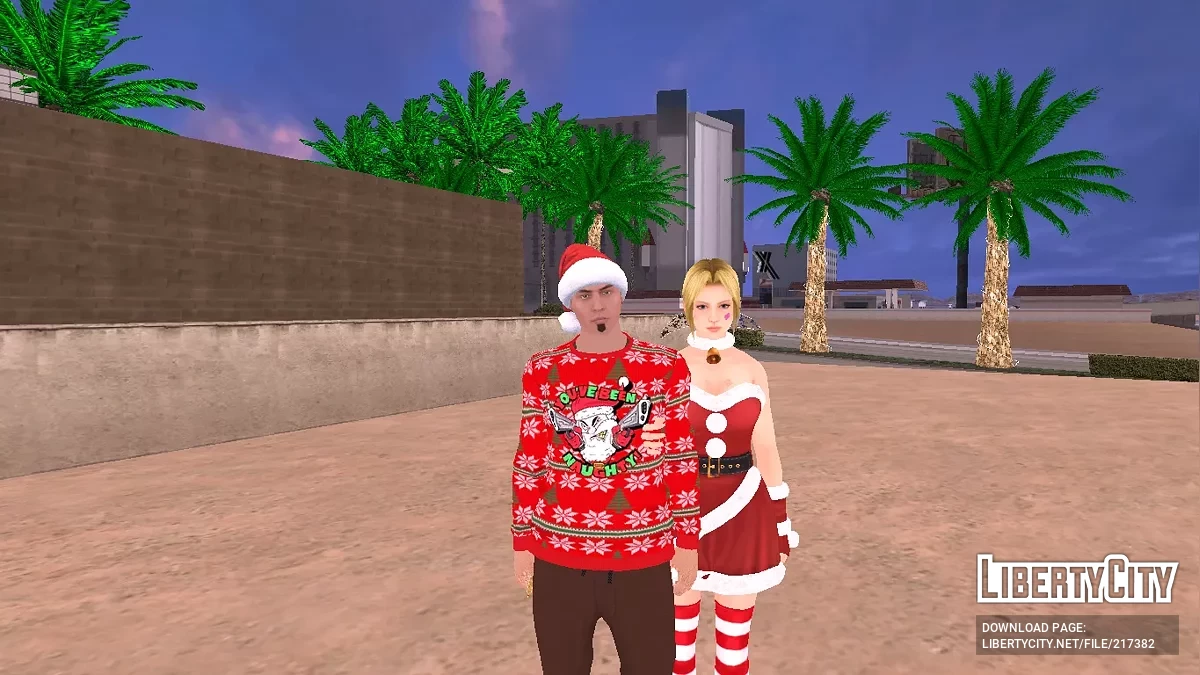 Helena Douglas de Dead or Alive con traje de Navidad / GTA San Andreas