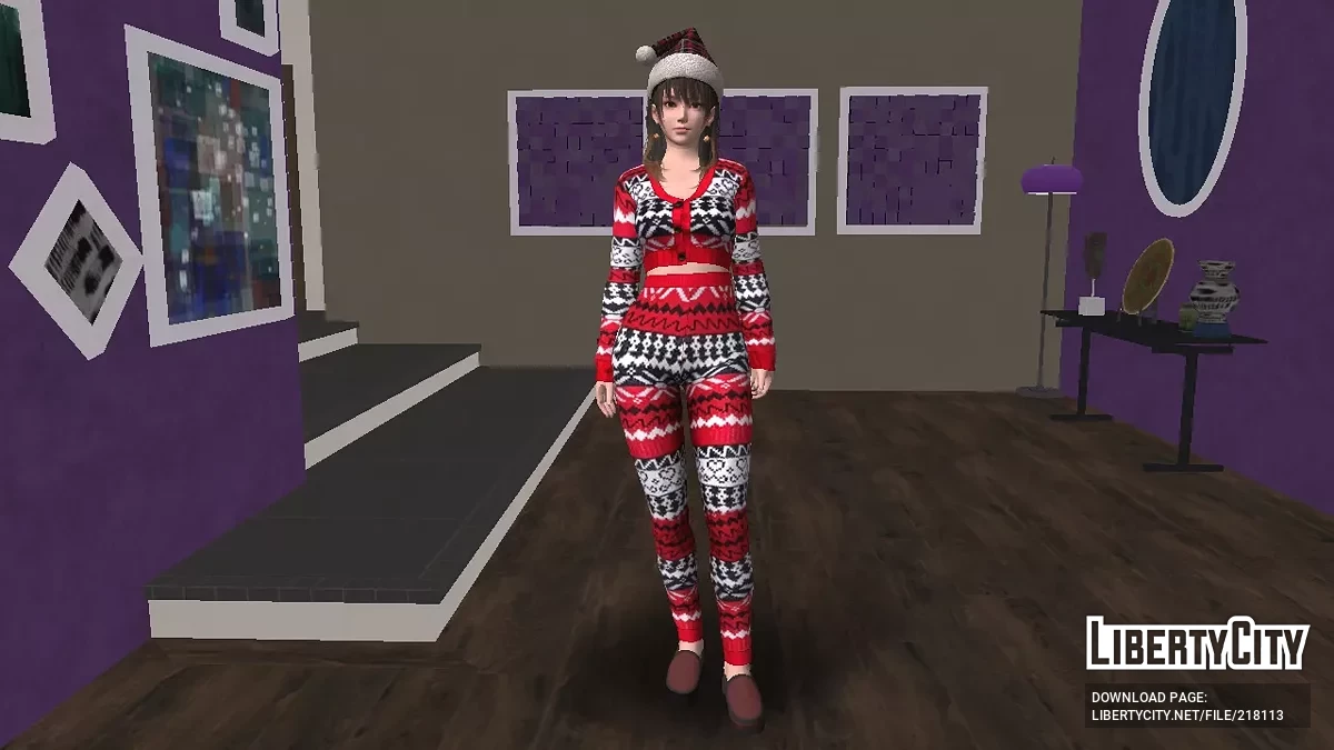 Nanami en pijama y gorro de Navidad / GTA San Andreas