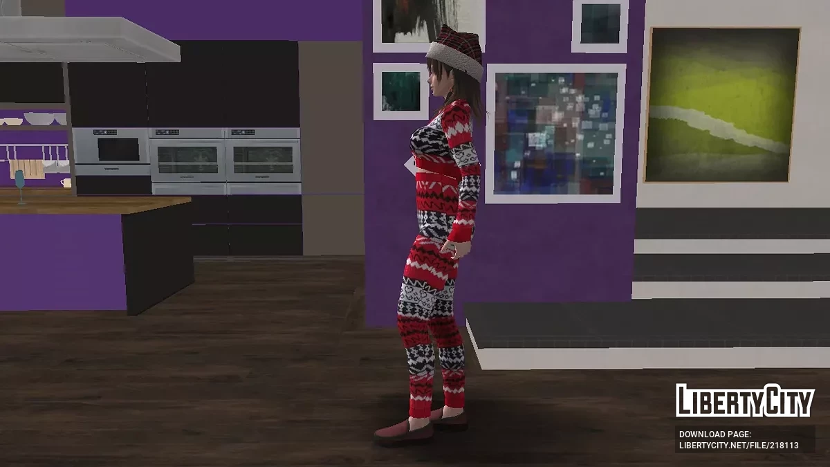 Nanami en pijama y gorro de Navidad / GTA San Andreas