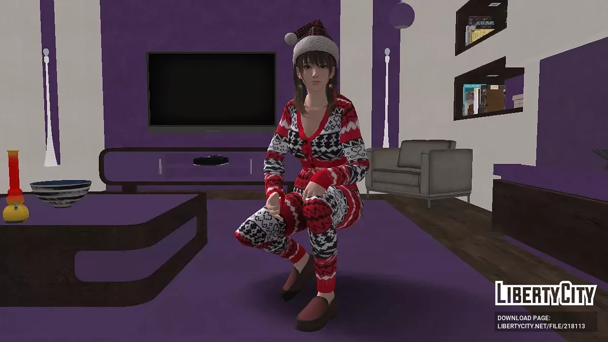 Nanami en pijama y gorro de Navidad / GTA San Andreas