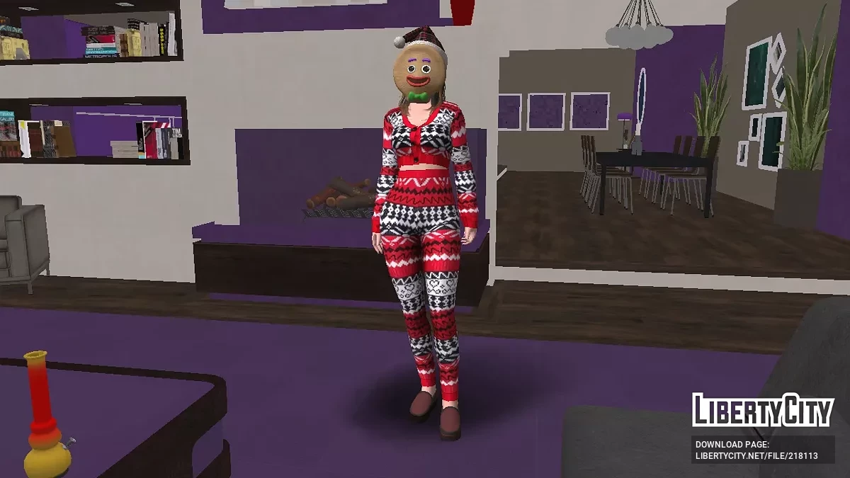 Nanami en pijama y gorro de Navidad / GTA San Andreas