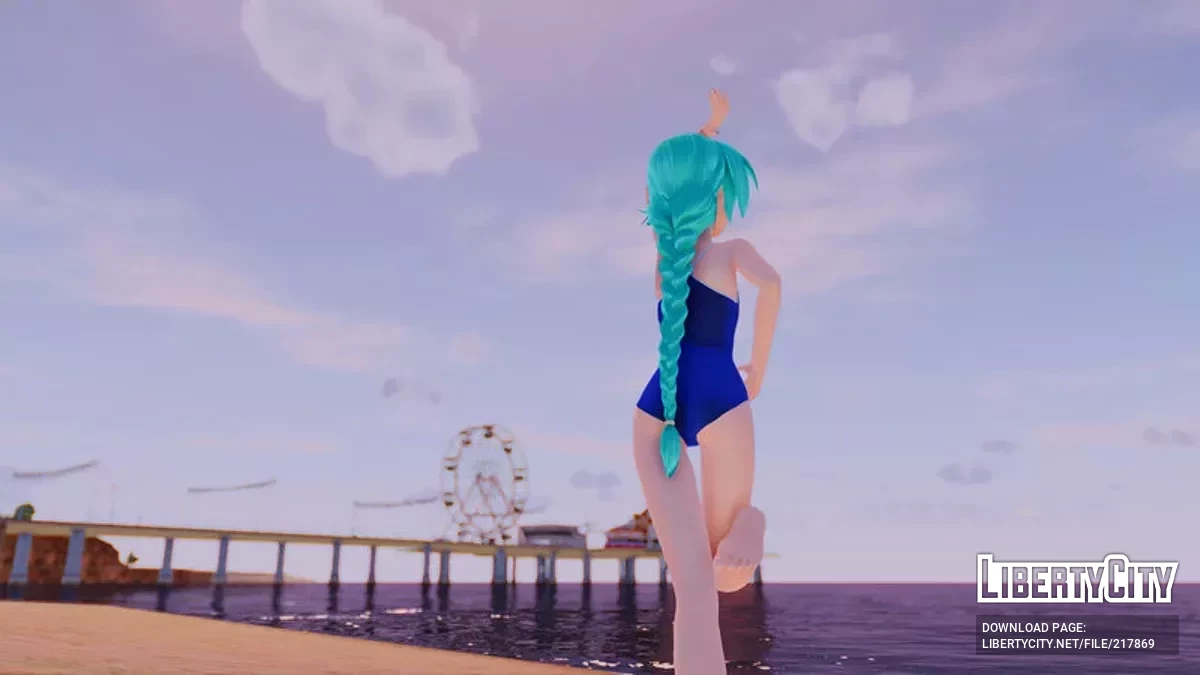 PDFT Hatsune Miku Racing Swimsuit + Animiertes Gesicht / GTA San Andreas