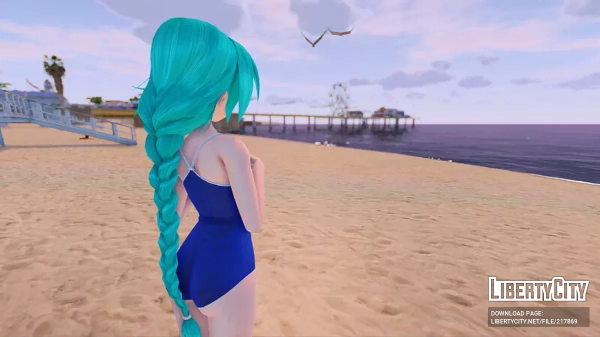 PDFT Hatsune Miku Racing Swimsuit + Animiertes Gesicht / GTA San Andreas