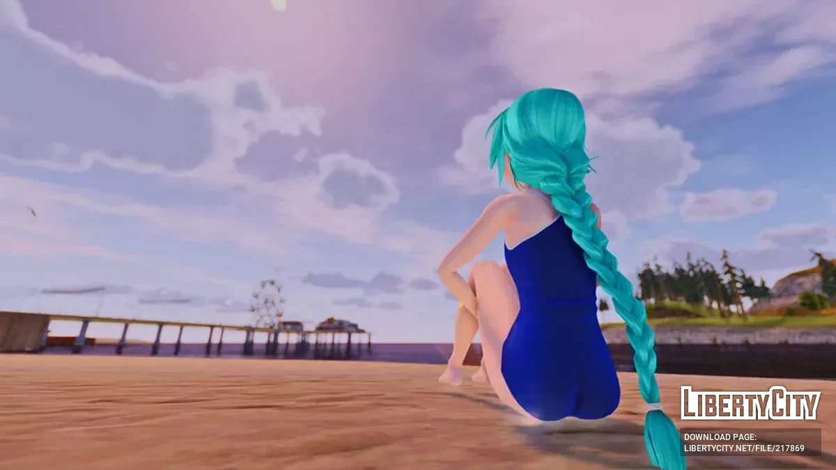 PDFT Hatsune Miku Racing Swimsuit + Animiertes Gesicht / GTA San Andreas