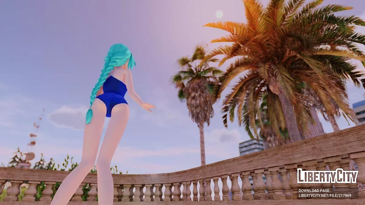 PDFT Hatsune Miku Racing Swimsuit + Animiertes Gesicht / GTA San Andreas