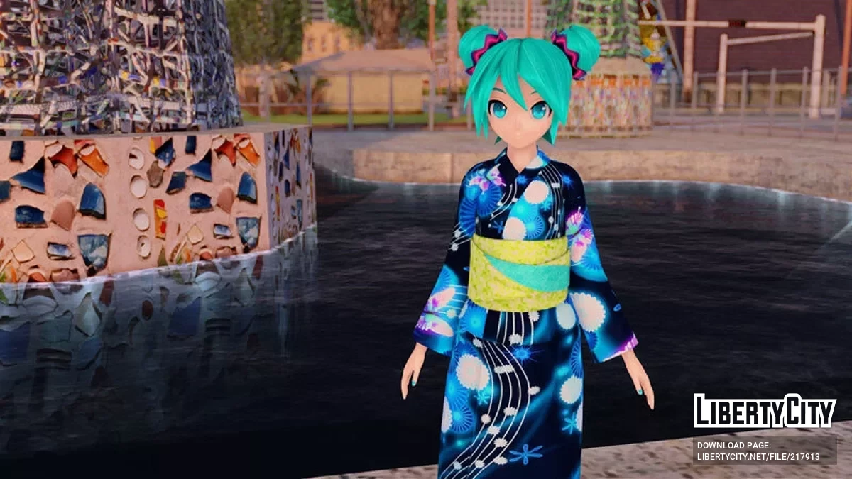 PDFT Hatsune Miku Yukata Style + Animated Face / GTA San Andreas