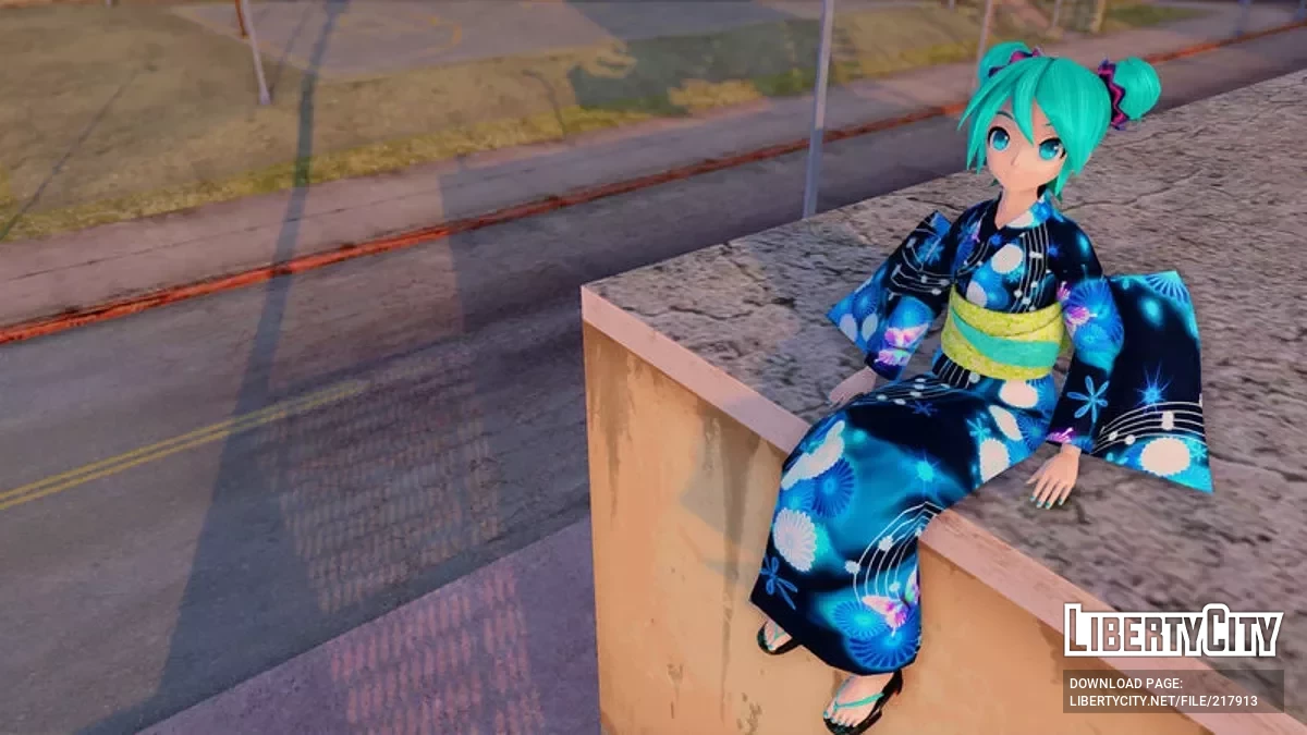 PDFT Hatsune Miku Yukata Style + Animated Face / GTA San Andreas