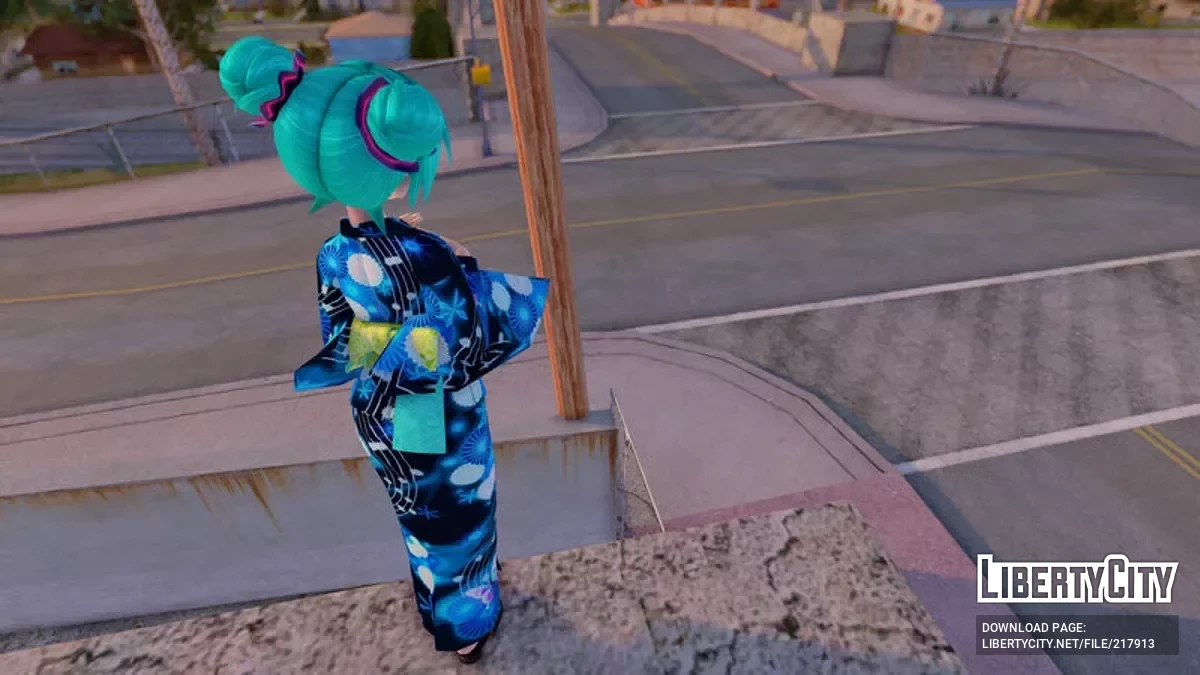 PDFT Hatsune Miku Yukata Style + Animated Face / GTA San Andreas