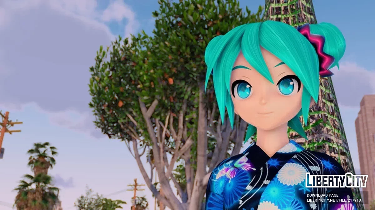 PDFT Hatsune Miku Yukata Style + Animated Face / GTA San Andreas