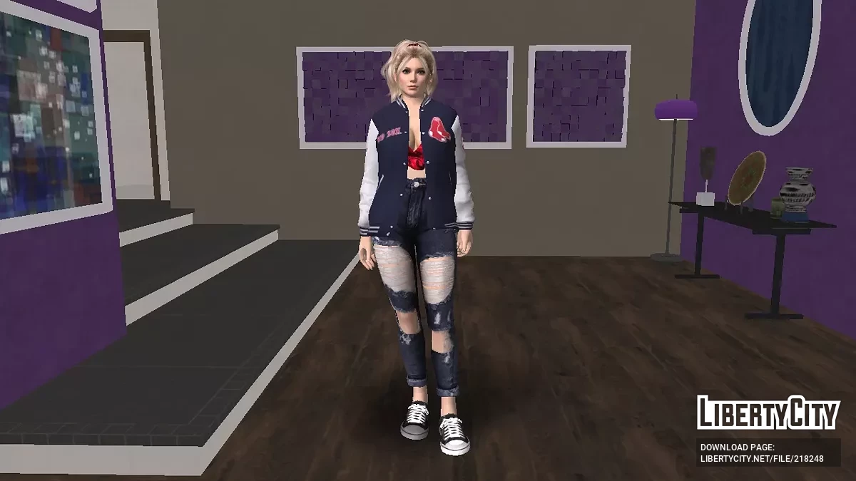 Helena Douglas ceket ve üniversite üniformasıyla / GTA San Andreas