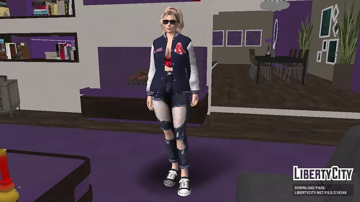 Helena Douglas ceket ve üniversite üniformasıyla / GTA San Andreas