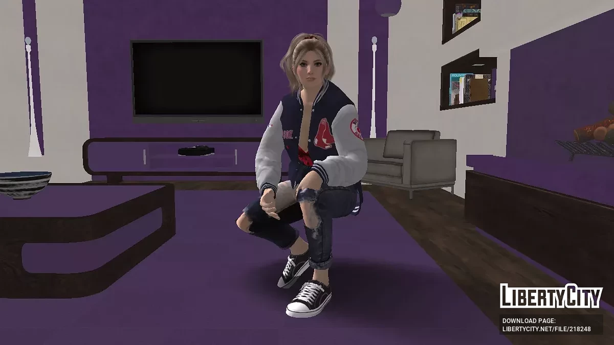 Helena Douglas ceket ve üniversite üniformasıyla / GTA San Andreas
