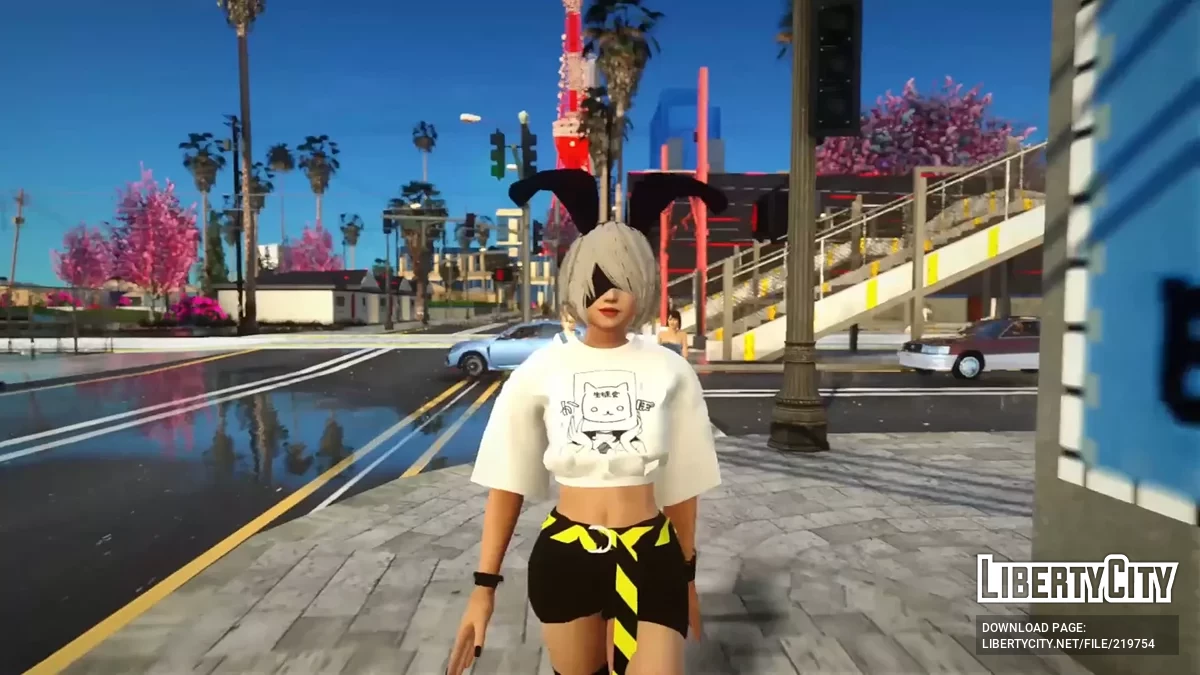 2B de NieR: Automata en tenue décontractée / GTA San Andreas