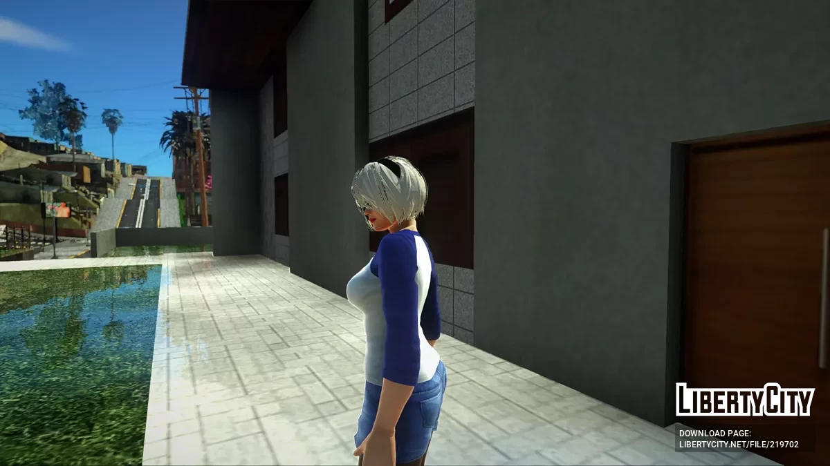 2B in Uzaki Hana's outfit / GTA San Andreas