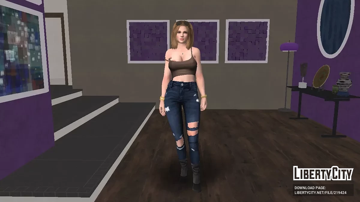 Tina Armstrong Jeans ajustados desgastados para mujer / GTA San Andreas