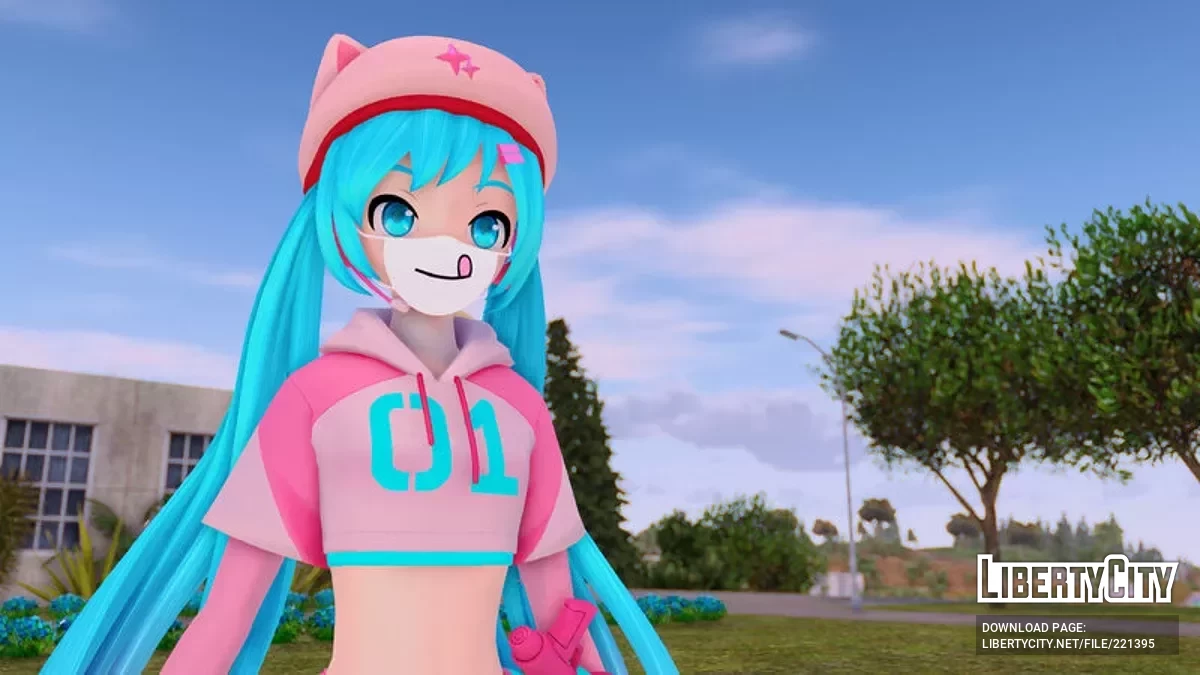 PDFT Hatsune Miku Fortnite Neko + animiertes Gesicht / GTA San Andreas
