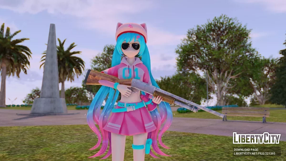 PDFT Hatsune Miku Fortnite Neko + animiertes Gesicht / GTA San Andreas