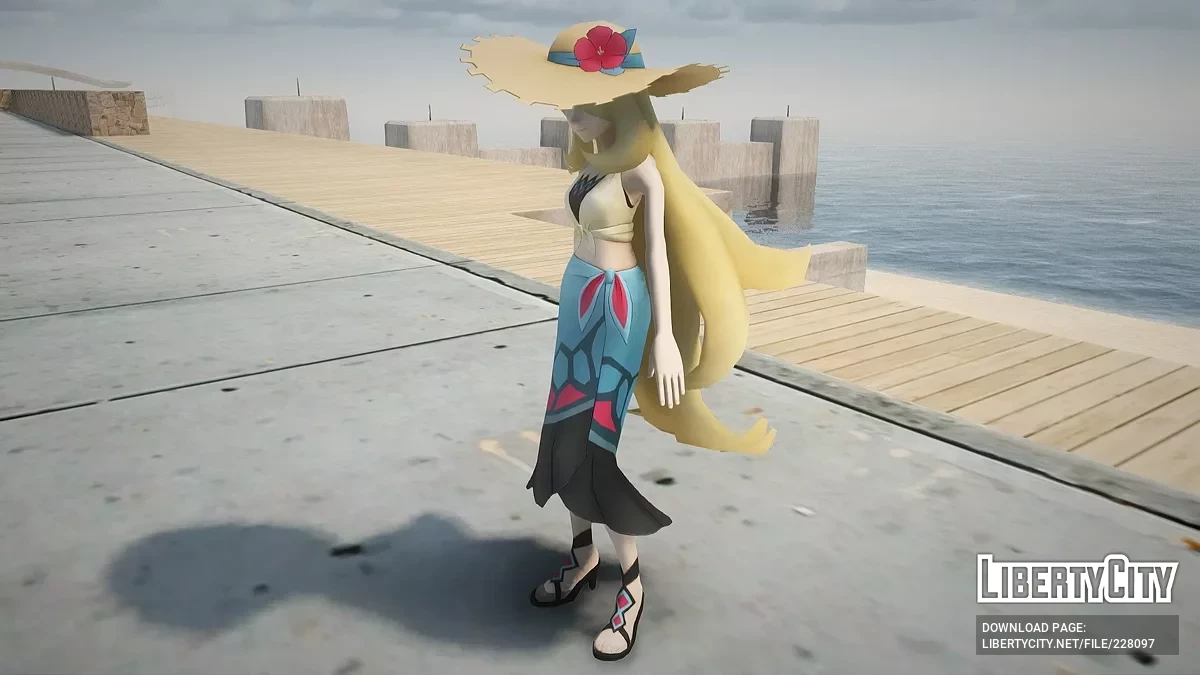 Cynthia w letnim stroju z Pokemon Masters / GTA San Andreas