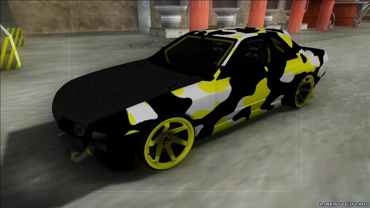Nissan Skyline R32 Drift жовтий камуфляж / GTA San Andreas