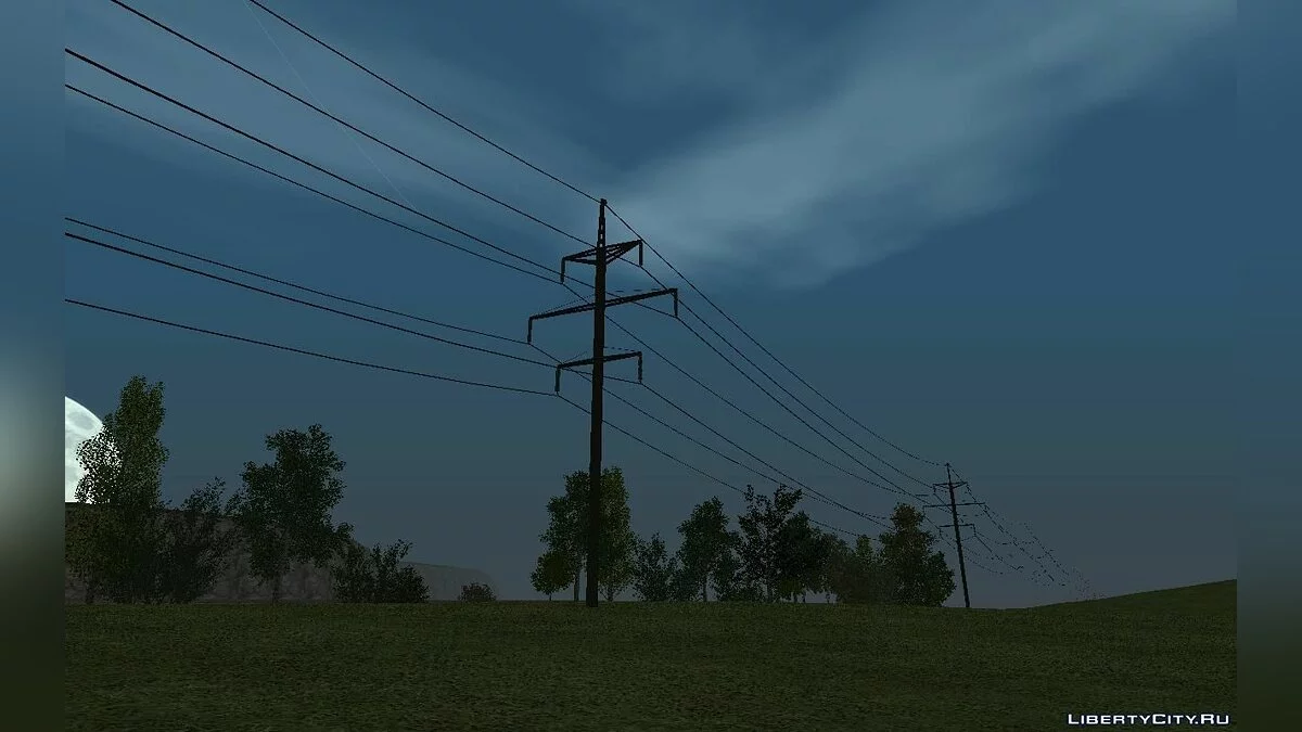 Ensemble de supports de lignes électriques mis à jour + câbles 110 kV / GTA San Andreas
