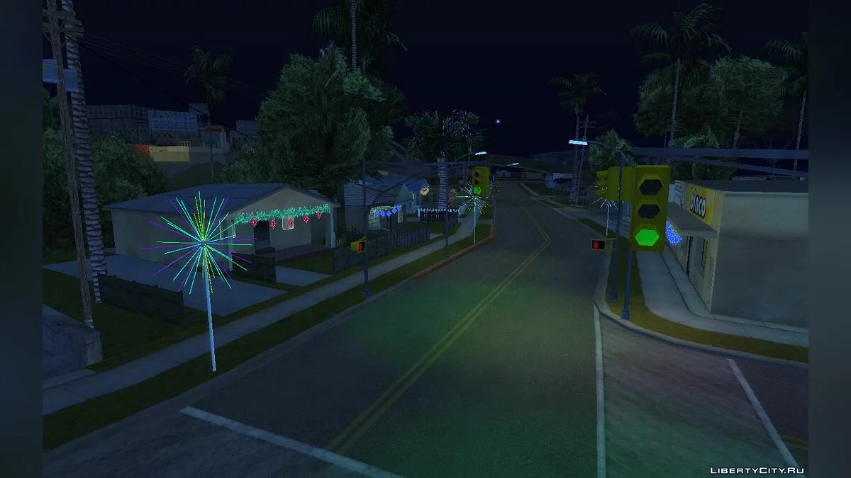 Рождественские иллюминации на Grove Steet / GTA San Andreas