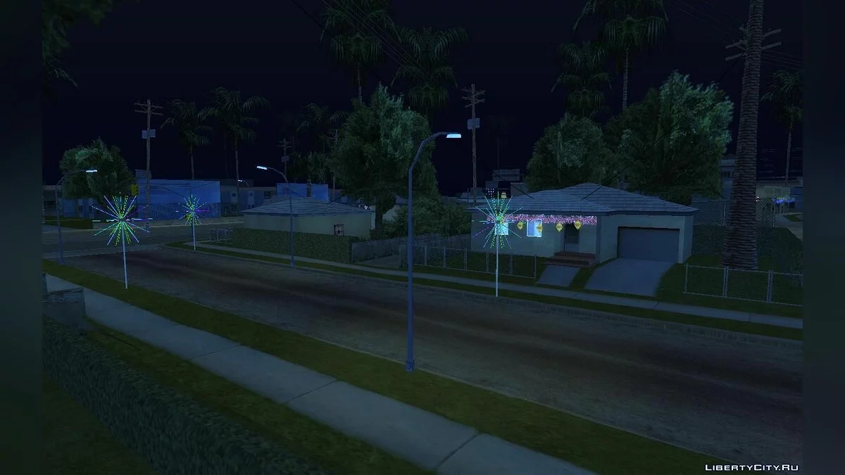 Рождественские иллюминации на Grove Steet / GTA San Andreas