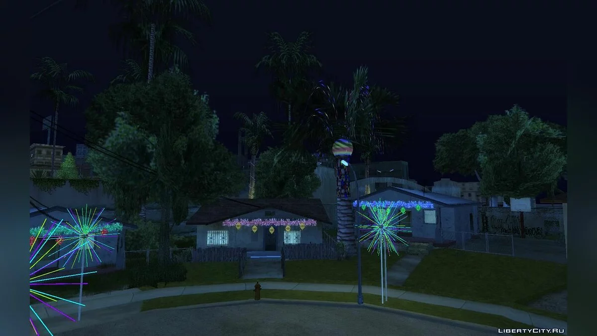 Рождественские иллюминации на Grove Steet / GTA San Andreas