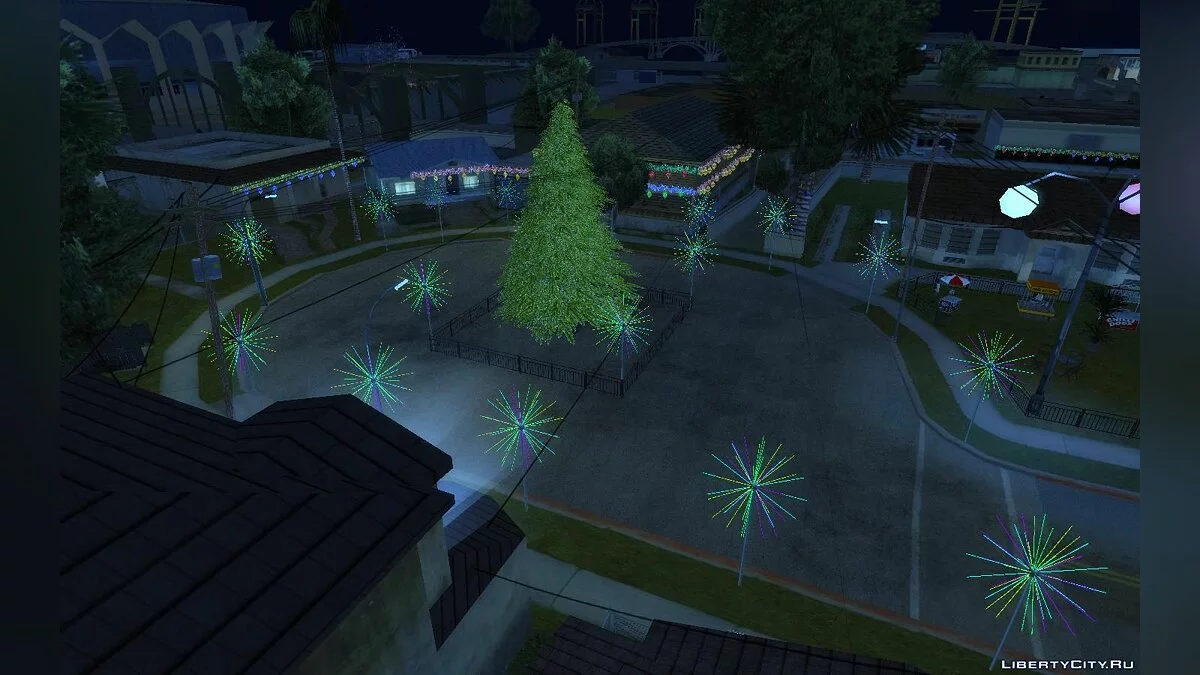 Рождественские иллюминации на Grove Steet / GTA San Andreas