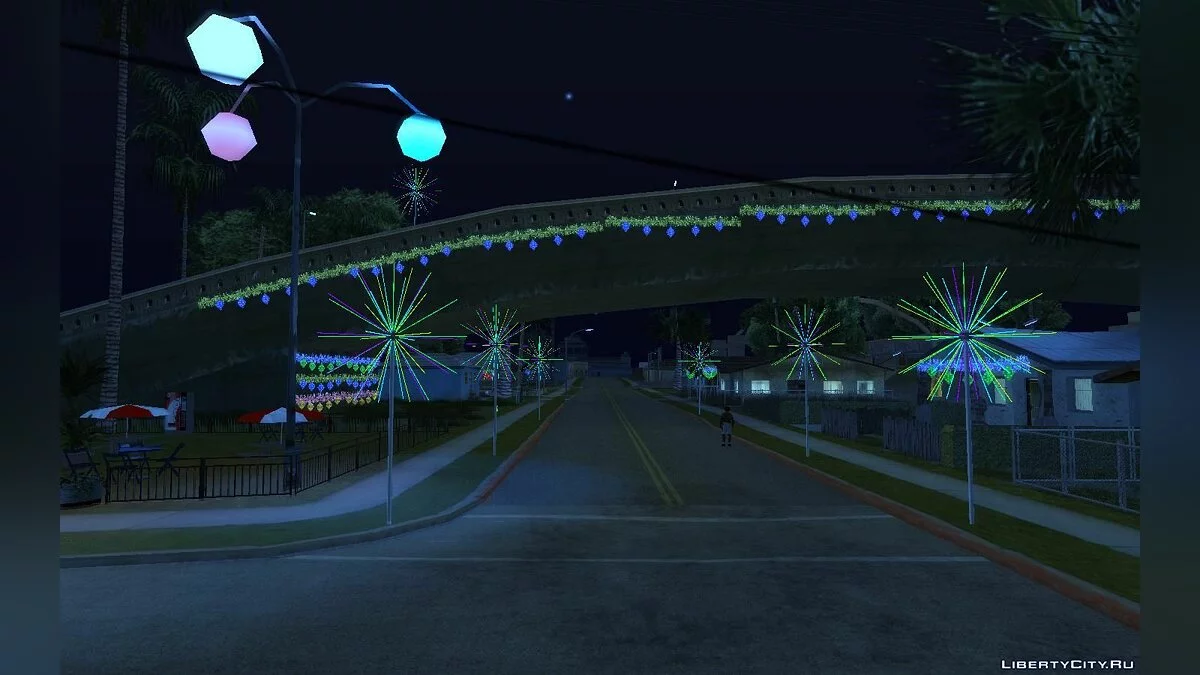 Рождественские иллюминации на Grove Steet / GTA San Andreas
