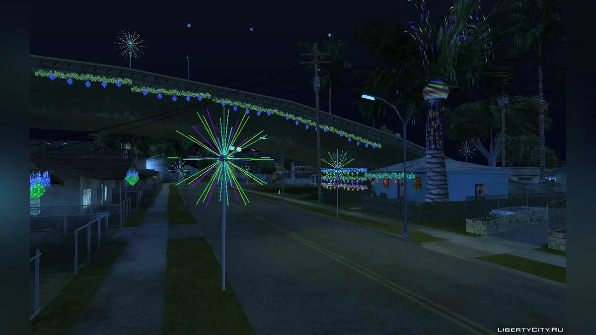 Рождественские иллюминации на Grove Steet / GTA San Andreas