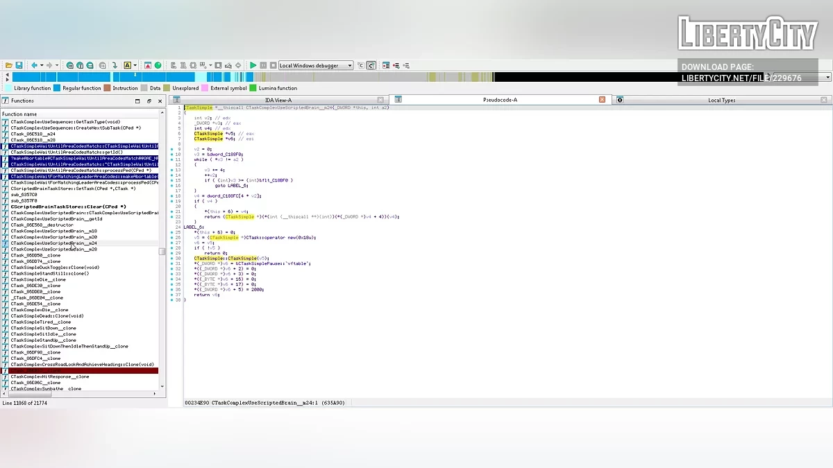 IDA Pro Database for Analysis game GTA SA / GTA San Andreas