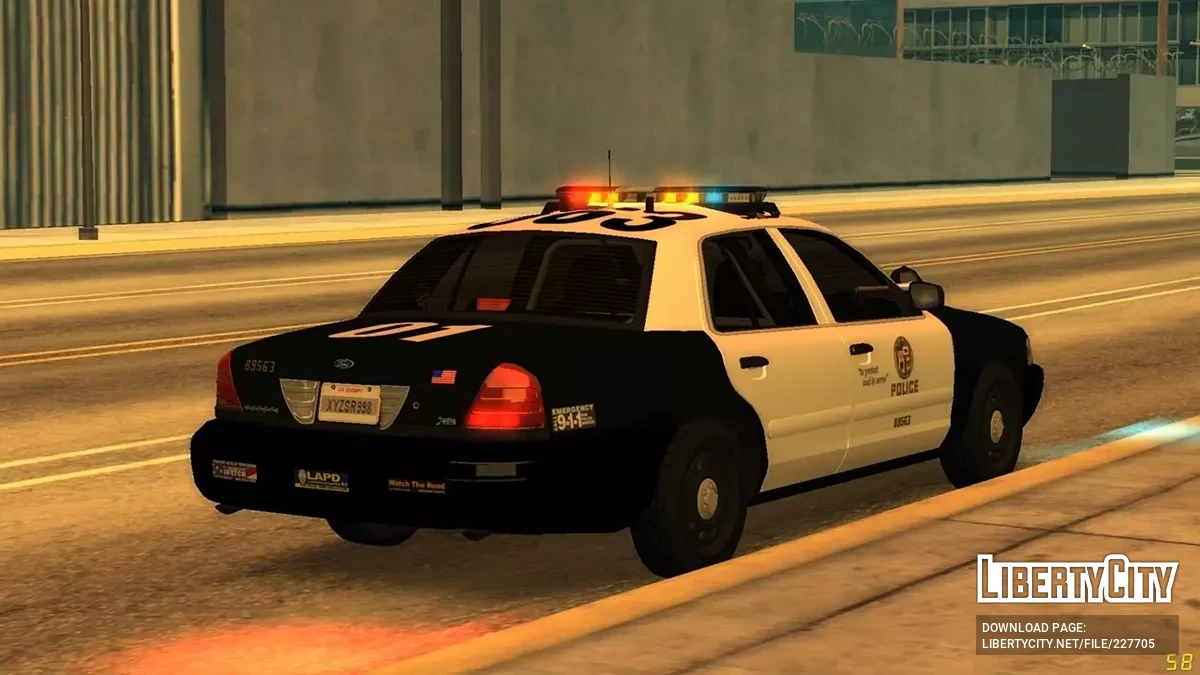 Поліцейський автомобіль 2007 Ford Crown Victoria LAPD Центрального патрульного підрозділу / GTA San Andreas