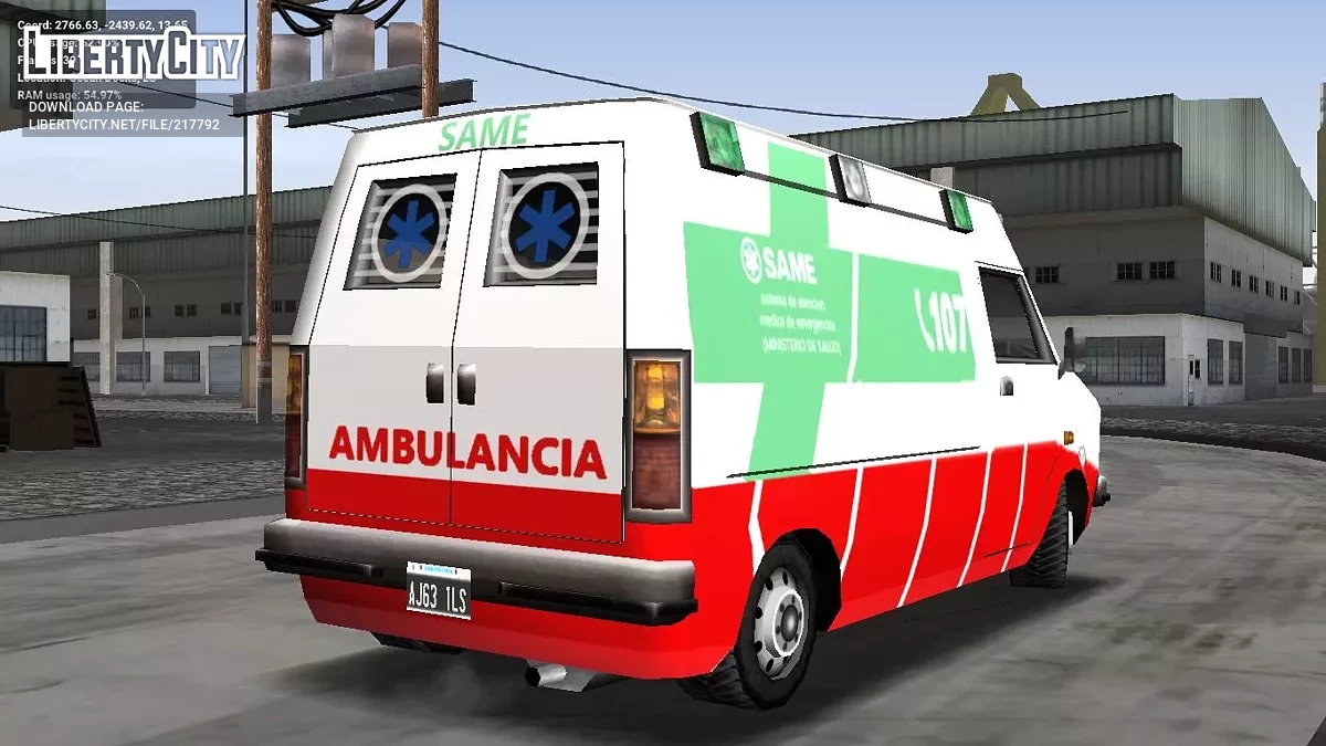 Rumpo Ambulância SAME 107 - Ambulância da Argentina / GTA San Andreas