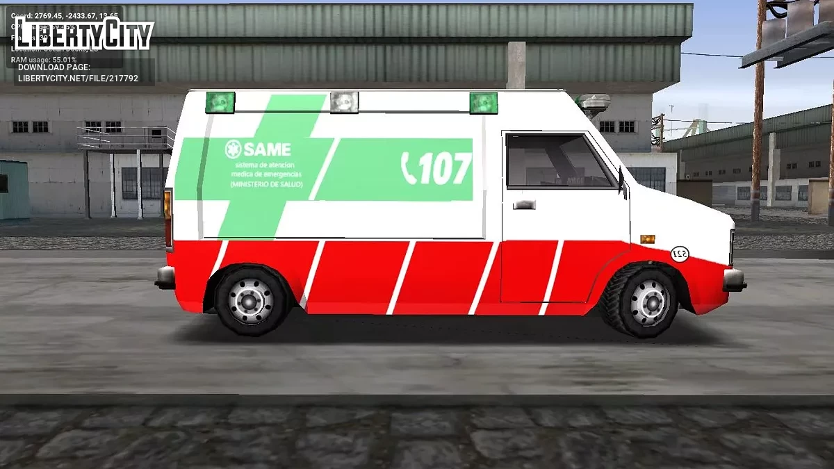 Rumpo Ambulância SAME 107 - Ambulância da Argentina / GTA San Andreas