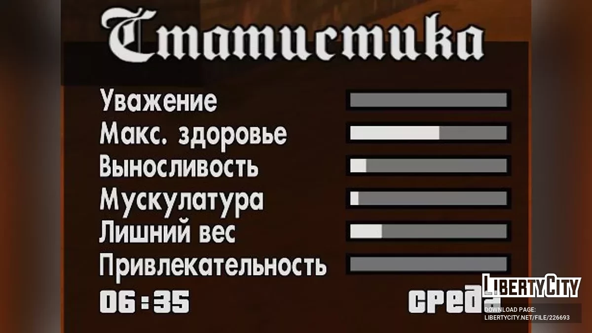 Russische Lokalisierung der Ace Statbox Modifikation / GTA San Andreas