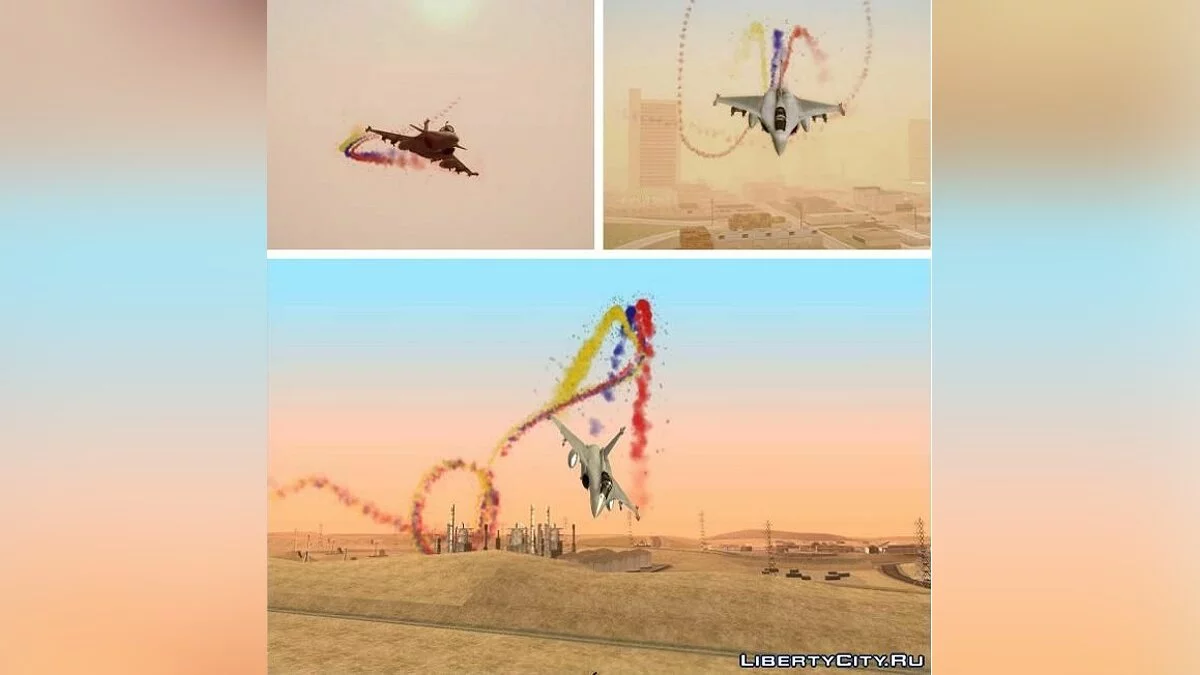 Rayas de colores detrás del avión / GTA San Andreas